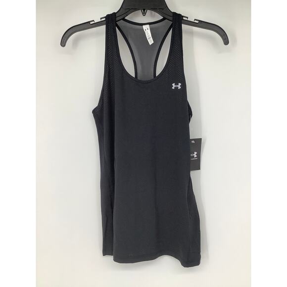 Under Armour Women's Small Black Armour Racer Tank Top Activewear Workout G29-1 - Picture 2 of 7